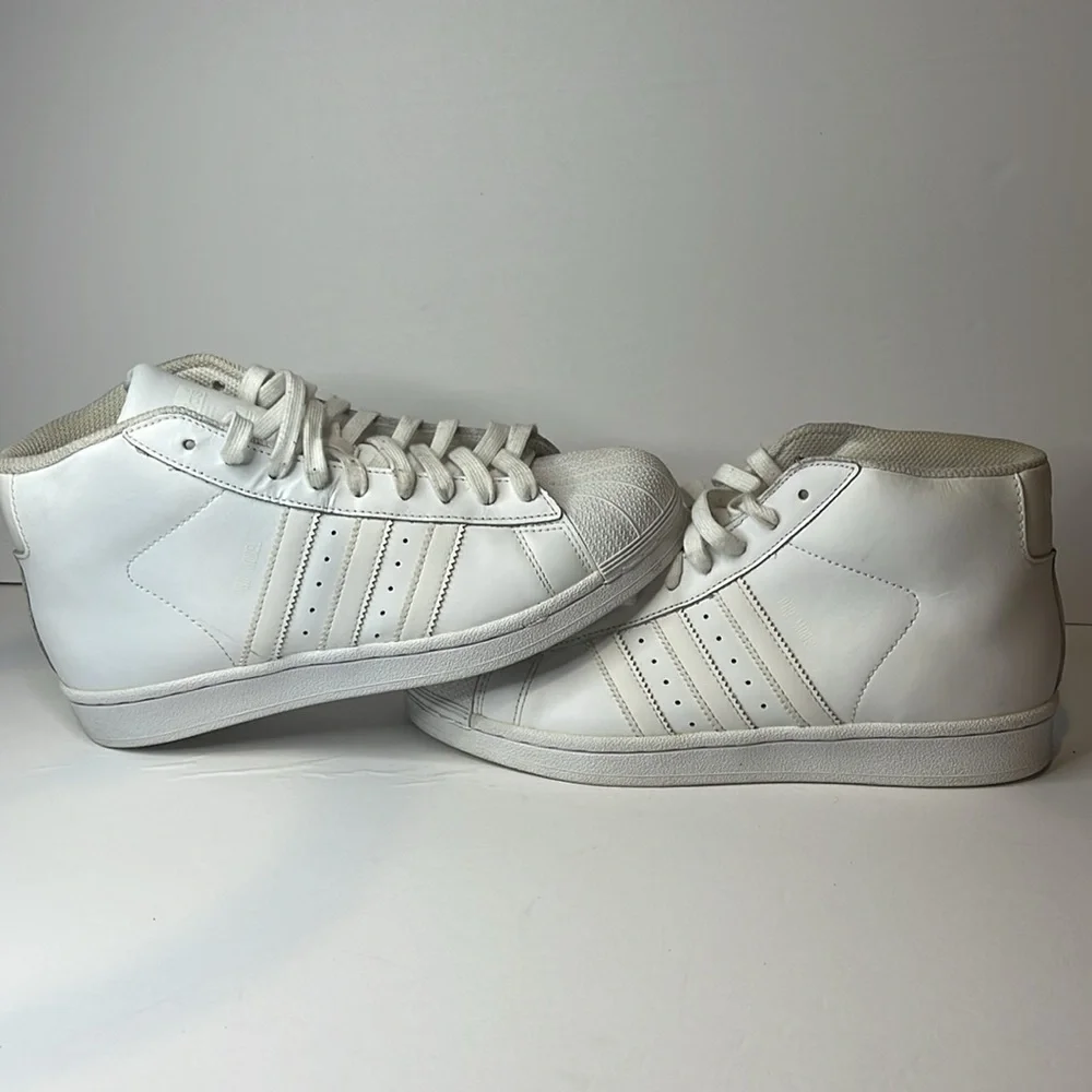 - Adidas White Pro Model High Top Sneakers
